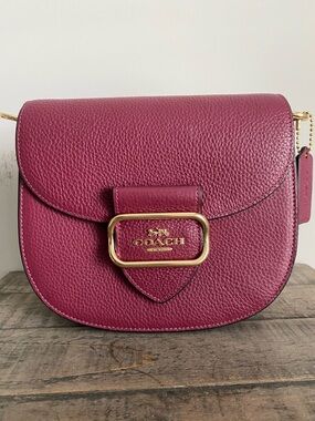Coach Morgan Saddle Bag Crossbody in Black Cherry with Snake Trim Strap